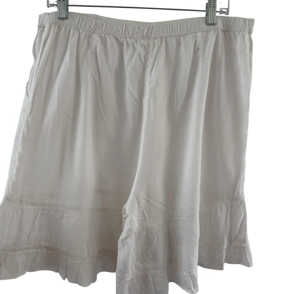 Kleen Culotte Shorts Womens XL White Ruffle Hem Flowy Linen Boho Casual Artisan - Picture 8 of 14
